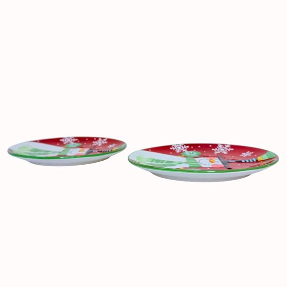 Pier 1 Imports Jolly Holiday Snowman Collection Dessert Plate Set of 2 Christmas - Picture 6 of 16